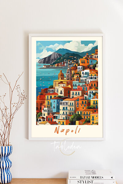 tablodea Retro slika gradskog pejzaža Napulja – TD Mediteranska Italija temat...
