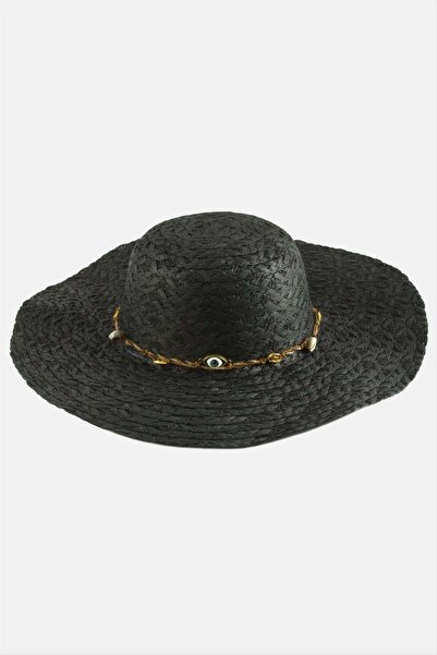 AKSESUARIM Eye Knitted Chain Straw Hat