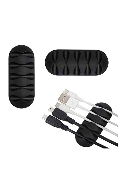 OEM Set 2 Organizatoare Cabluri Autoadezive, Plastic Negru, Clip Compact 2.8 ...