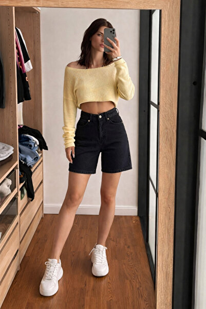 XRAY JEANS Women's High Waist Tight Black Short Denim Shorts