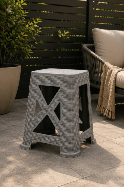 Alezy TB300 Rattan Desenli Tabure Büyük Boy 38x24cm