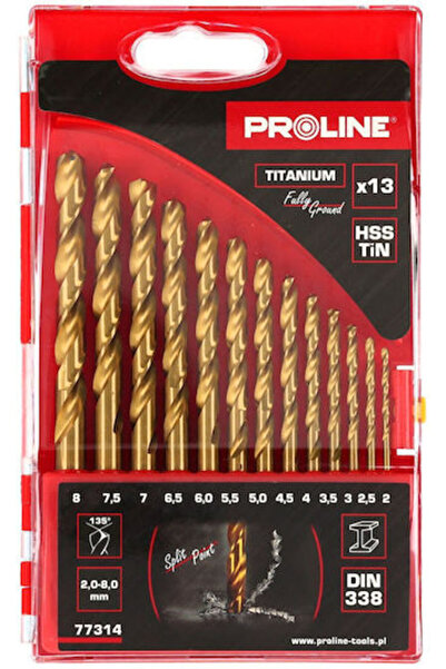 Proline Burghie metalice HSS DIN338, 13 bucăți, 2-8mm, Cod: 77314