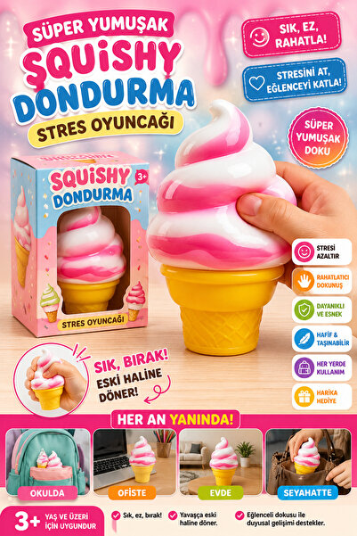 Firsatkolay Dondurma Tasarımlı Renkli Squishy Stres Giderici Oyuncak