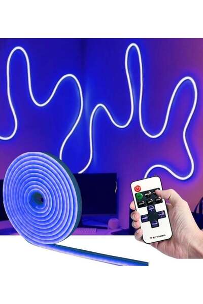 burul 5 Metre Mavi Esnek Neon Led Şerit Dimmer Kumandalı Dekoratif Aydınlatma...