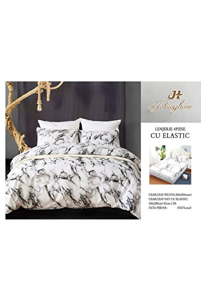 naniland.ro Lenjerie de Pat Bumbac Satinat 2 Persoane 4 Piese cu Elastic 180x...