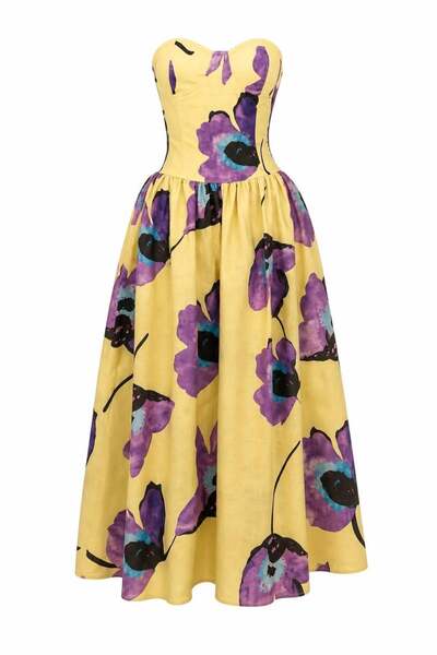 HAZELANNA Strapless Yellow Dress with Chest Underwire