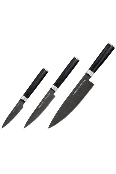 Samura Set 3 cutite de bucatarie Mo-V Stonewash, otel, 8cm, 12.5cm, 20cm