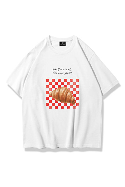 Cupla Tricou Unisex Un Croissant Alb