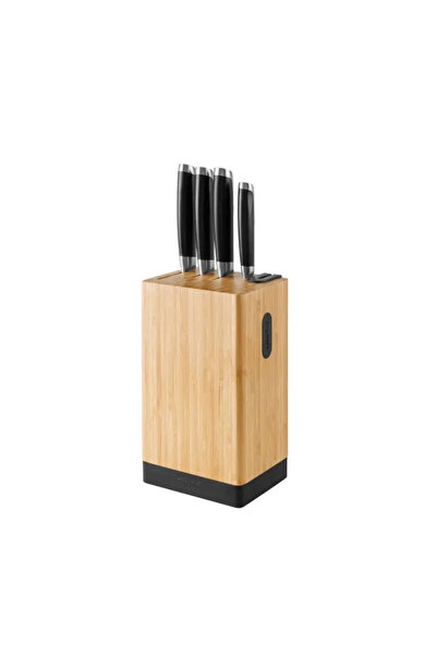 Generic Brand Set de cutite 5 piese cu bloc Graphite, inox, ergonomic, bambus...