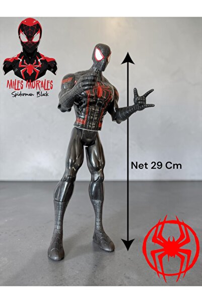 tmtoysandmore Miles Moreles Siyah Örümcek Adam Figür Oyuncak Işıklı Sesli Ekl...