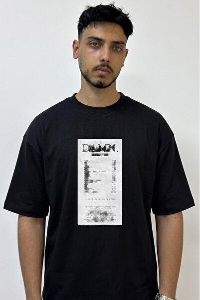 Anetos Kendrick Lamar Damn_3 Design Printed Oversize Black T-Shirt