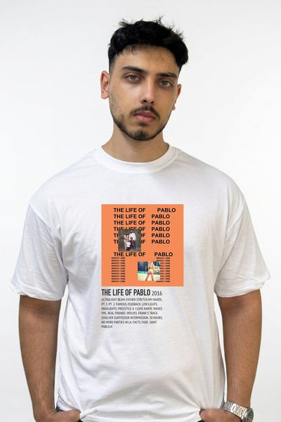 Anetos The Life of Pablo Design Printed Oversize White T-Shirt