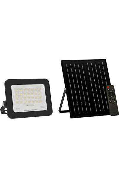 POWERTECH Αδιάβροχος Ηλιακός Προβολέας LED 30W Λευκό 4000K με Αισθητήρα Κίνησ...