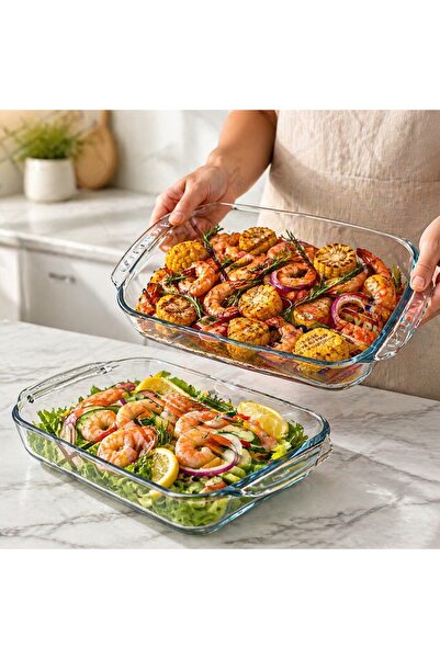 laverahome Heat-Resistant Glass Oven Tray Set |