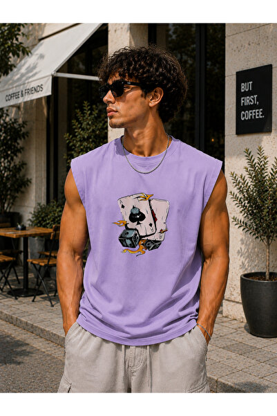 caddekombin Zero Sleeve Unisex Playing Cards Printed Cotton Combed Crew Neck ...