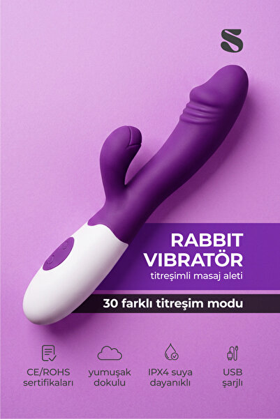 Rabbit Titreşimli Masaj Aleti - Vibratör – USB Şarjlı, IPX4 Su Geçirmez GL-V015-B