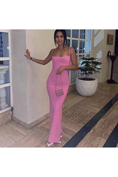 Olbia Women's Pink Slim Fit Strappy Flexible Dress