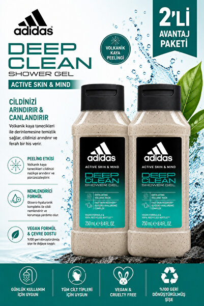 adidas Active Skin & Mind Deep Clean Duş Jeli 250 ml - Volkanik Kaya Özlü Pee...