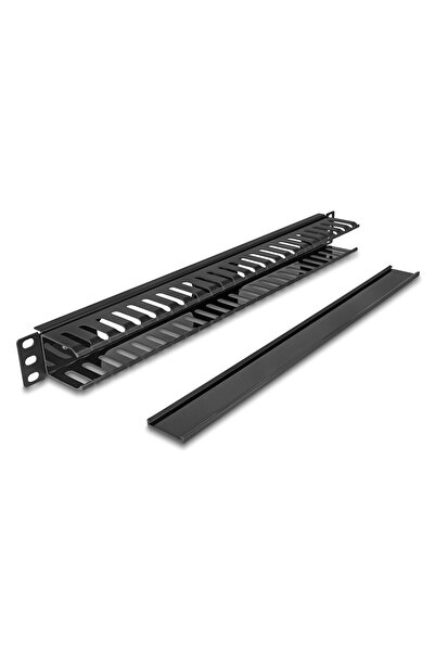 DELOCK cable management 81555 για rack 19"/1U, πλαστικό/μεταλλικό, μαύρο