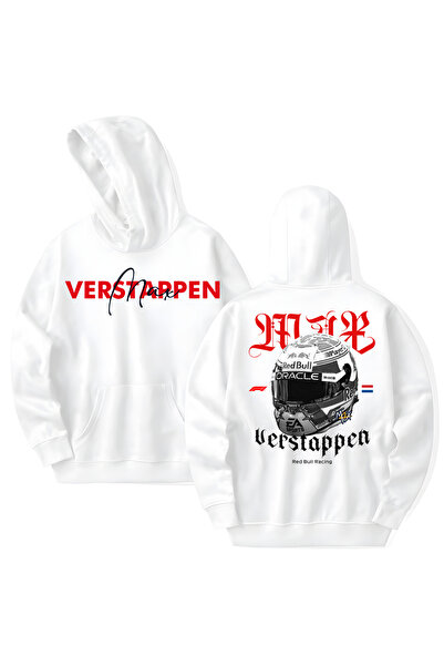 STİL-X Max Verstappen Printed Cotton Long Sleeve Hooded Sweatshirt with 3 Yarns