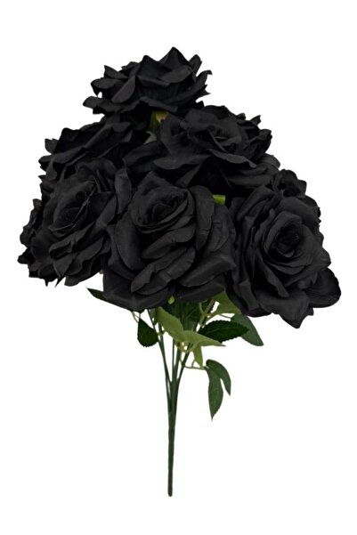 Nettenevime Yapay Çiçek Siyah 9lu Gül Demeti Kumaş 40*25cm