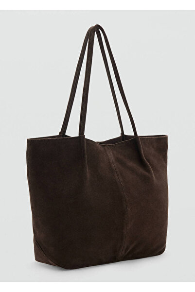 MANGO Woman Süet deri shopper çanta