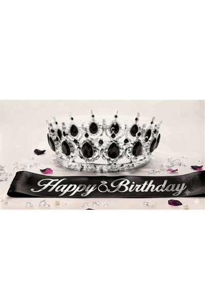 GOLDCENTER HAPPY BİRTHDAY ÖZEL TAŞLI TAÇ VE KUŞAK