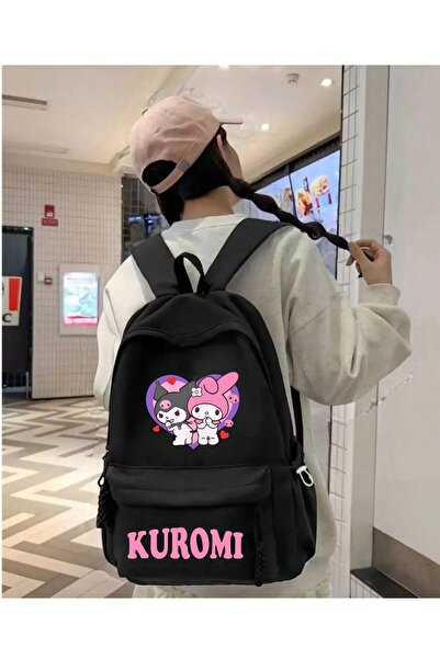 Minga London Black Kuromi Printed School, Office, Course Backpack