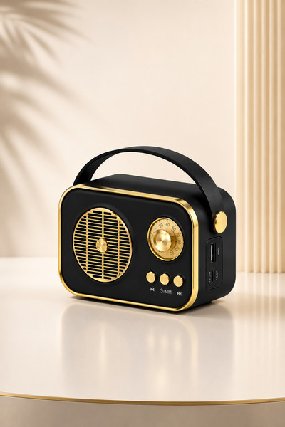 Luvexa Nostaljik Radyo Bluetooth Hoparlör Retro Tasarım USB Girişli Hafıza Kartı