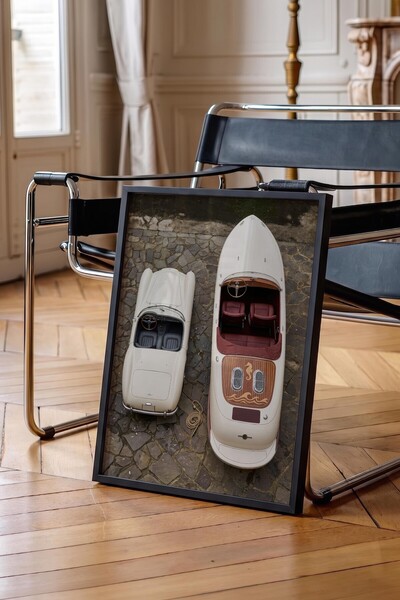 Postifull Car and Boat Poster, Black Framed Poster, Old Money Series, No:113165