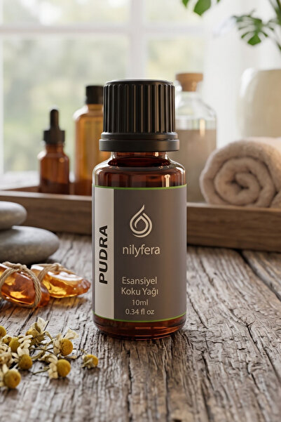 nilyfera Premium Pudra Esansiyel Koku Yağı 10 ml - Buhurdanlık, Difüzör, Çamaşır, Mum ve Temizlik Kokusu