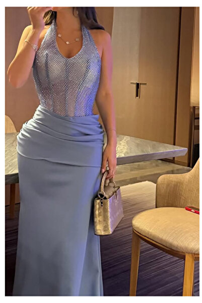 ALTOBAD Evening Dress with Zircon-Studded Bodice