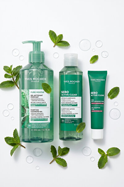 Yves Rocher Cilt Bakım Rutini Seti Pure Menthe Yüz Yıkama Jeli Sebo Active Cl...