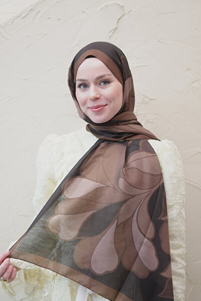 efdal şal eşarp Abstract Floral Pattern Voile Soft Shawl