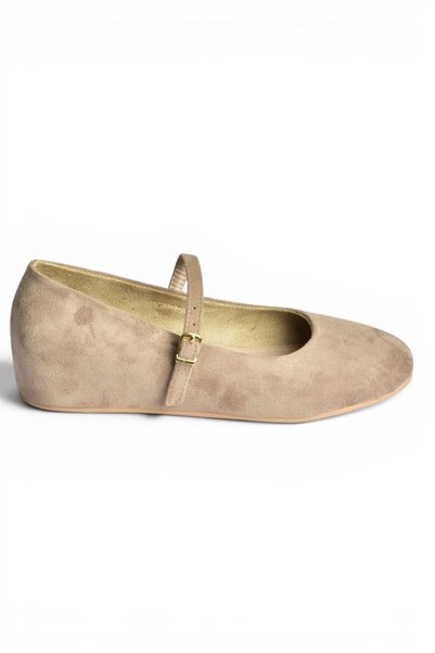 Fox Shoes Y250770702 Vizon Süet Alçak Dolgu Tabanlı Kadın Ayakkabı