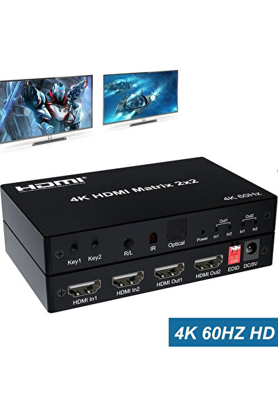 DESTE ELEKTRONİK HDMI Matrix 2X2 Matrix Switch 2 in 2 Out Switcher 4K 60Hz 2X...