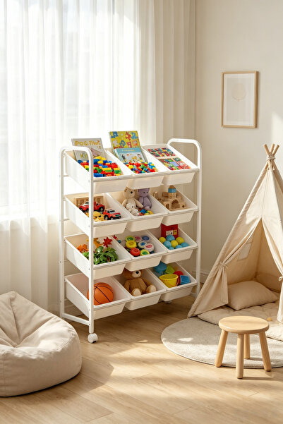 Shangxing 4-Tier Kids Toy Storage Organizer with 12 Removable Bins - Mobile R...