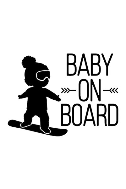 OEM Autocolant decorativ auto  "Baby on board skateboard ", 15cm, Negru