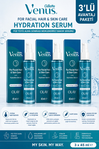 Gillette Venus For Facial Hair & Skin Care Hydration Serum 45 ml Facial Moist...