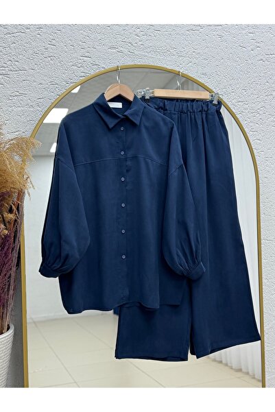 Holehola Aliye Low Sleeve Oversize قماش مودال Cupra بدلة مع بنطلون -EK480.2 أ...