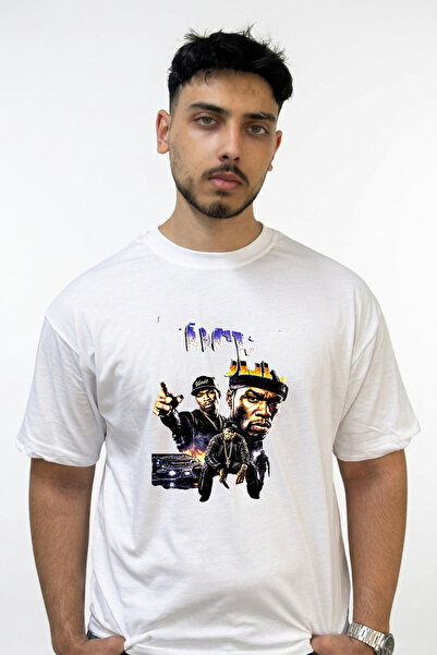Anetos تي شيرت أبيض كبير الحجم مطبوع بتصميم 50 Cent G Unit_3