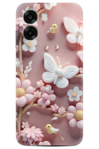 Kılıfland Oppo A6X Uyumlu Kılıf Boutique Baskılı Resimli Pembe Kelebekler Pcode -088
