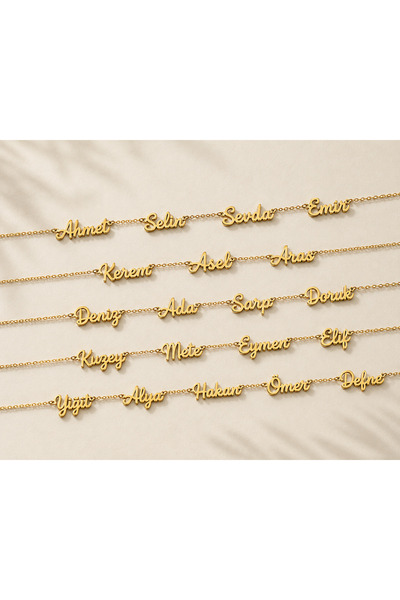 capital jewelry 925 AYAR Gümüş Kaplama veya 2'li 3'lü 4'lü İsimli Kolye, Kişi...