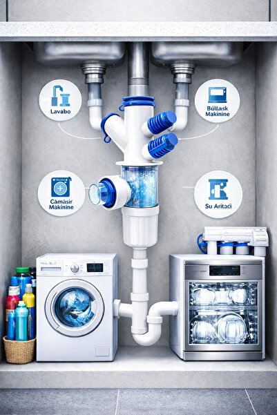 Empressco 6 Girişli Lavabo ve Banyo Sifonu, Koku ve Haşere Önleyici