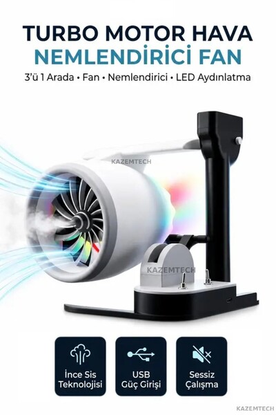 KAZEMTECH Turbo Uçak Motor Tasarımlı , Soğutucu Fan , Hava Nemlendirici , Işı...