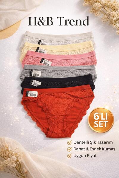 HB TREND Women's Lace Polka Dot Panties Set of 6 Mixed Colors