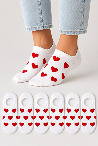 Ducks Socks Women's Seamless Soft Cotton Heart Patterned 6-Piece Sneakers Socks