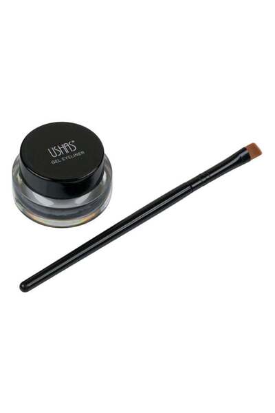 Ushas Eyeliner gel negru, cu pensulă inclusă, 4.2 g – linie precisă și privir...
