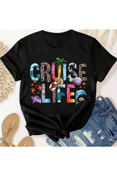 BASEPULSE Cruise Life Printed T-Shirt, Summer Fashionable, Casual, Comfortabl...