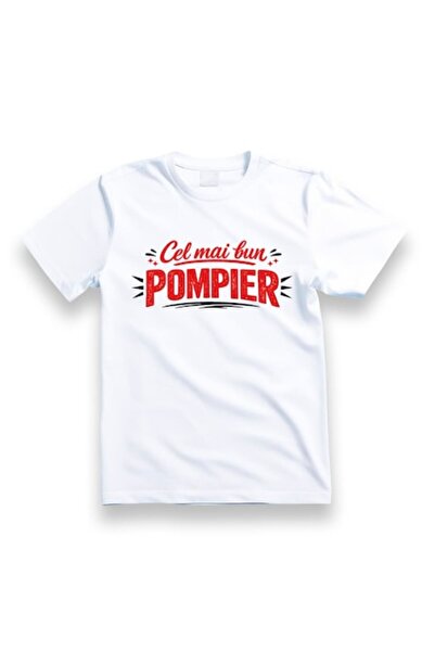 OEM Tricou personalizat cu mesaj: "Cel mai bun pompier", 100% bumbac, alb, L